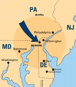 map of Northern Delaware